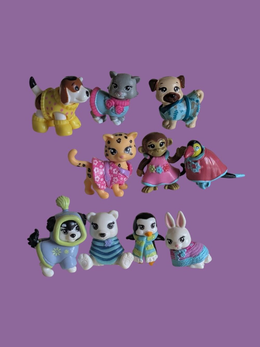 Polly Pocket Sparklin' Pets Lot 10 Mini 1.5" Figures